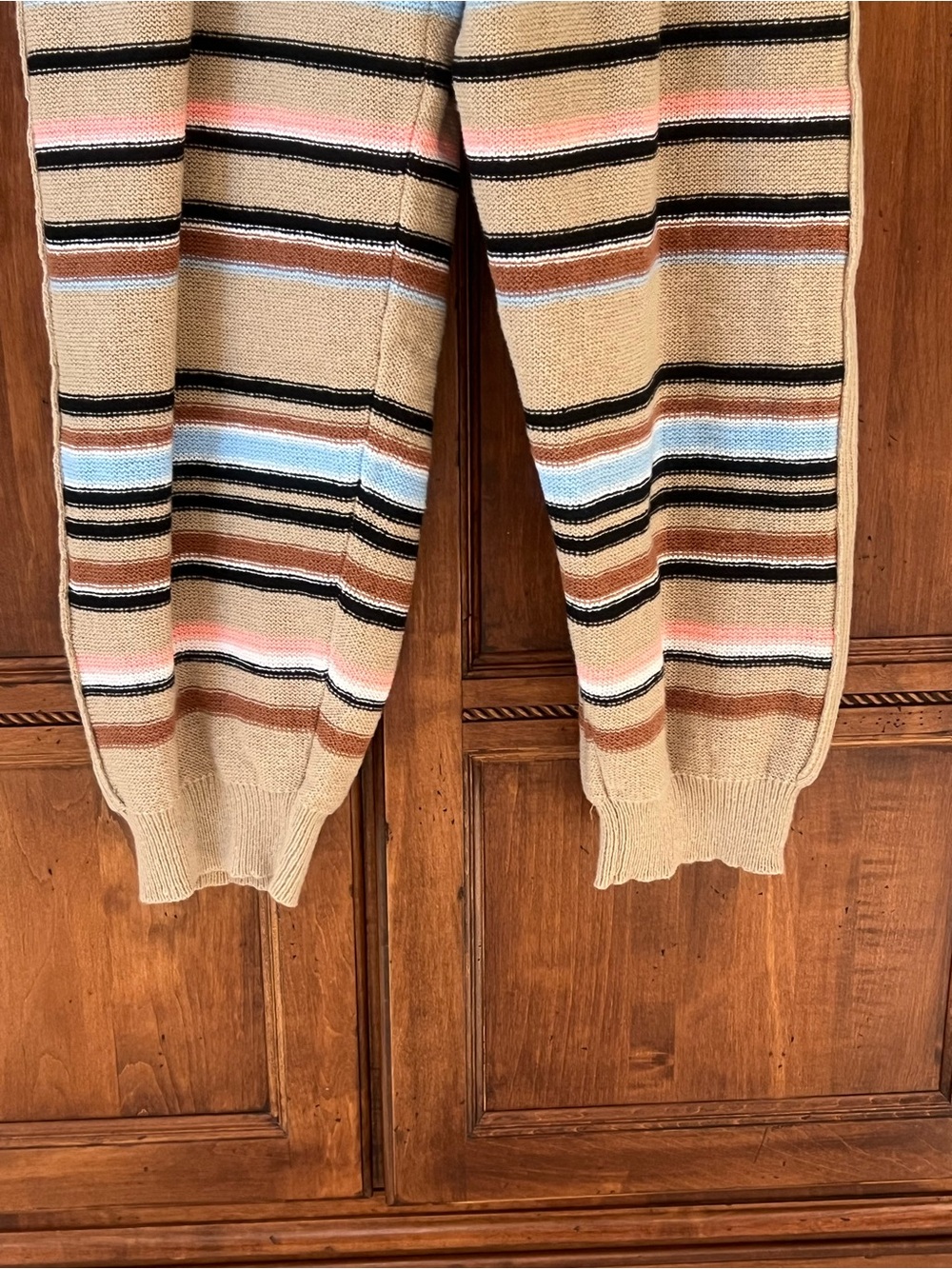 SHEIN Beige Knit Lounge Drawstring Jogger | Striped | Size L | Like New - Picture 7 of 9